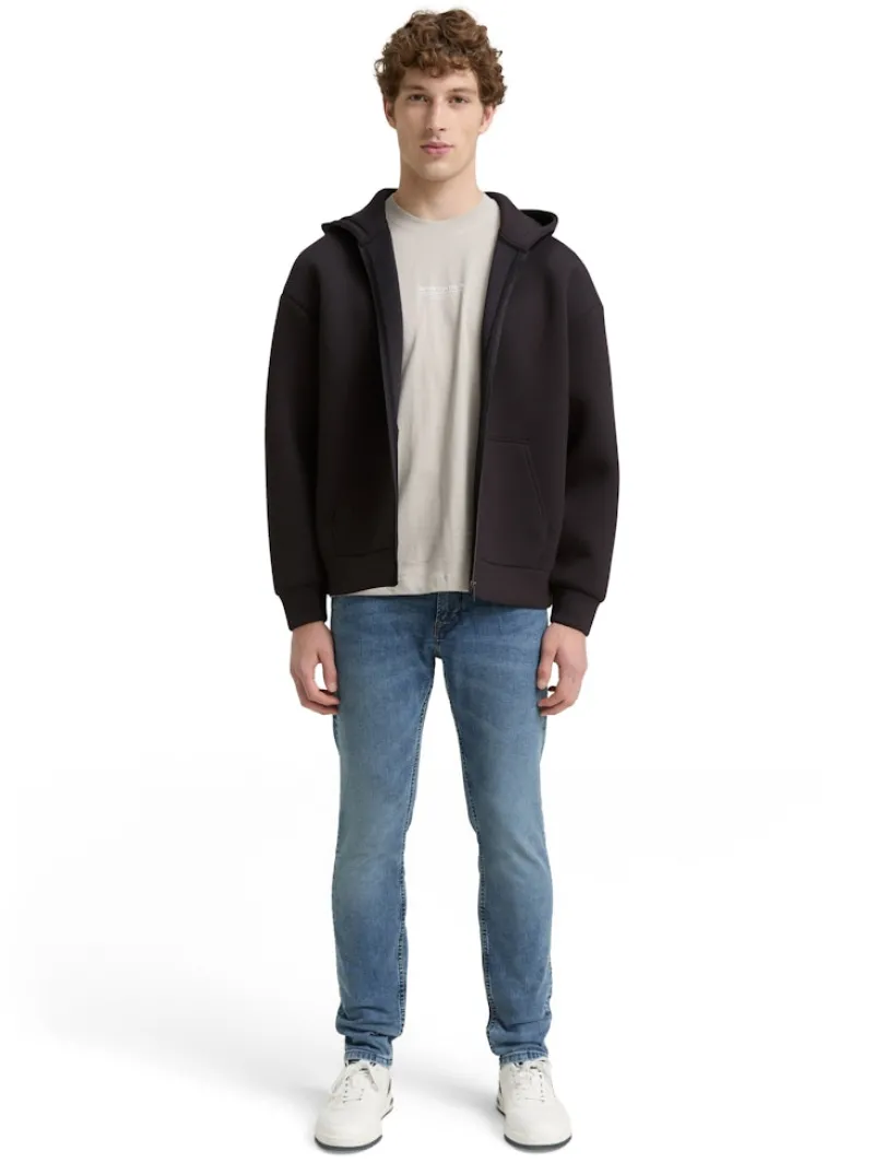 Tom Tailor Denim Pullover & Sweatshirts*Relaxed Fit Hoodie Sweatjacke aus Scuba night watch black