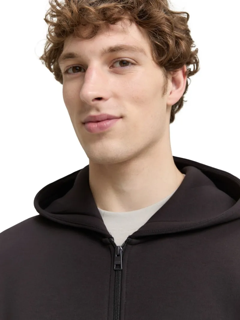 Tom Tailor Denim Pullover & Sweatshirts*Relaxed Fit Hoodie Sweatjacke aus Scuba night watch black