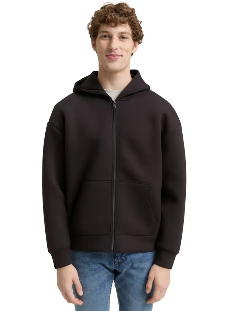 Tom Tailor Denim Pullover & Sweatshirts*Relaxed Fit Hoodie Sweatjacke aus Scuba night watch black