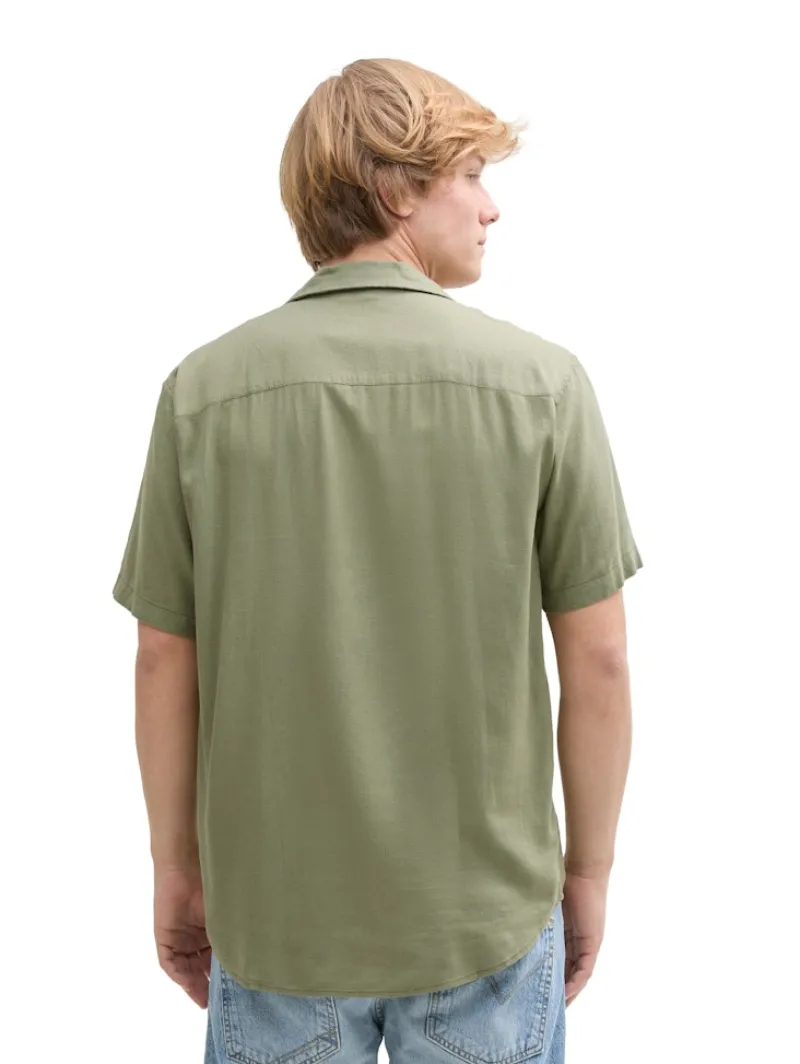 Tom Tailor Denim Hemden*Relaxed Fit Kurzarmhemd mit Leinenanteil tree moss green