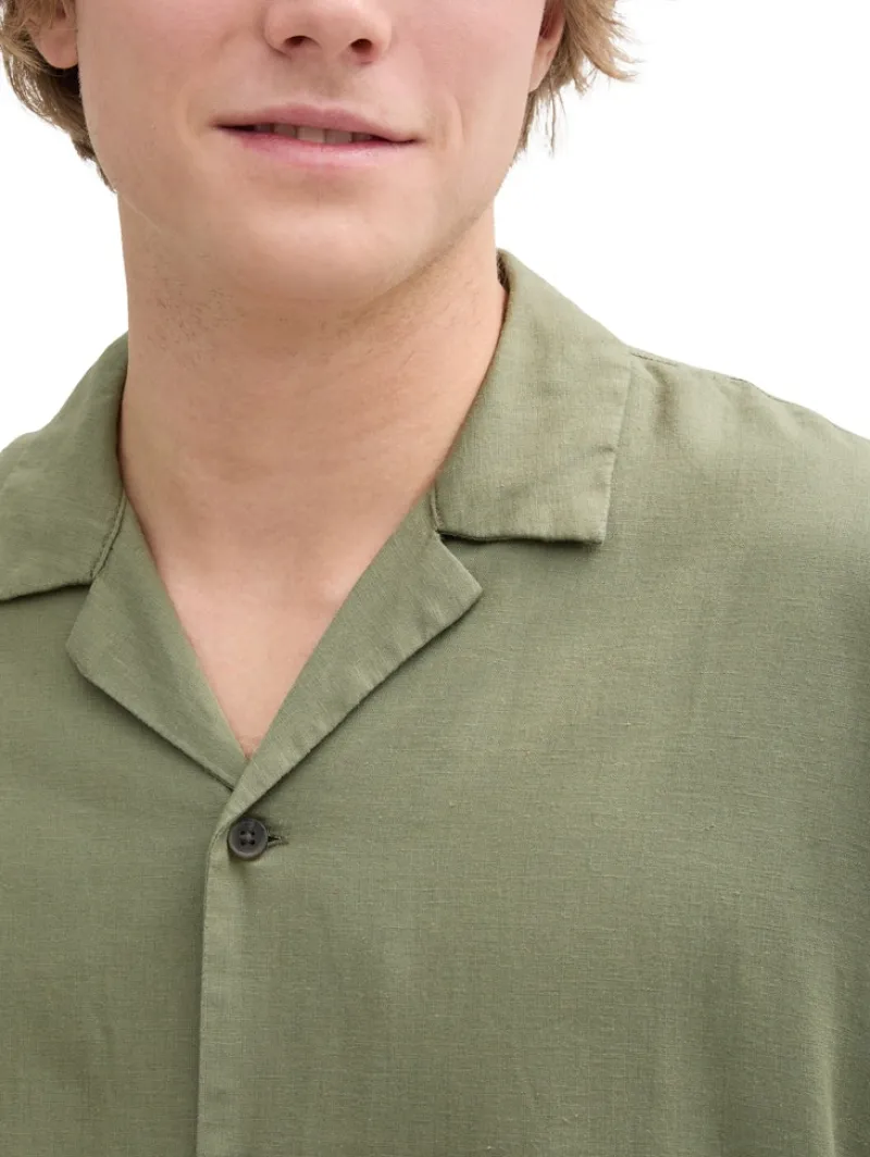 Tom Tailor Denim Hemden*Relaxed Fit Kurzarmhemd mit Leinenanteil tree moss green