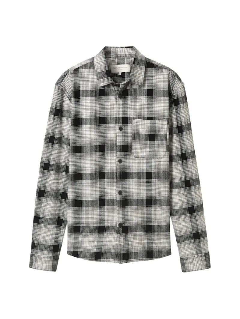 Tom Tailor Denim Hemden*Relaxed Fit Overshirt Hemd mit Karo-Muster black white check