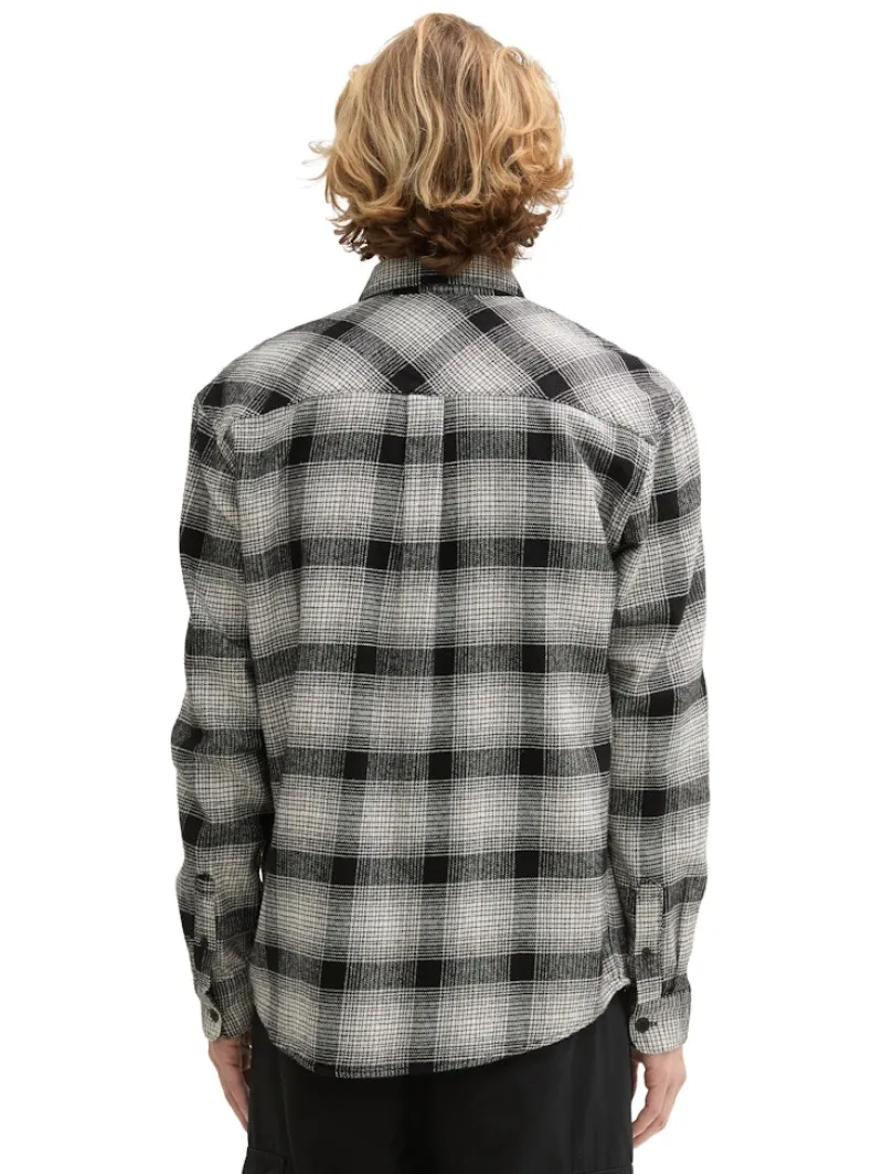 Tom Tailor Denim Hemden*Relaxed Fit Overshirt Hemd mit Karo-Muster black white check