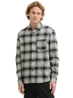 Tom Tailor Denim Hemden*Relaxed Fit Overshirt Hemd mit Karo-Muster black white check