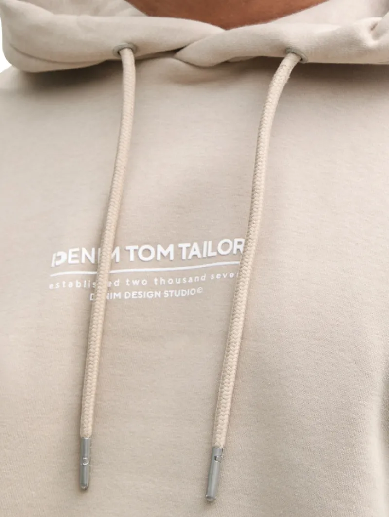 Tom Tailor Denim Pullover & Sweatshirts*Relaxed Hoodie Sweatshirt mit Logo-Print light dove grey