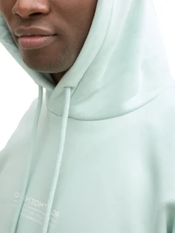 Tom Tailor Denim Pullover & Sweatshirts*Relaxed Hoodie Sweatshirt mit Logo-Print sea foam