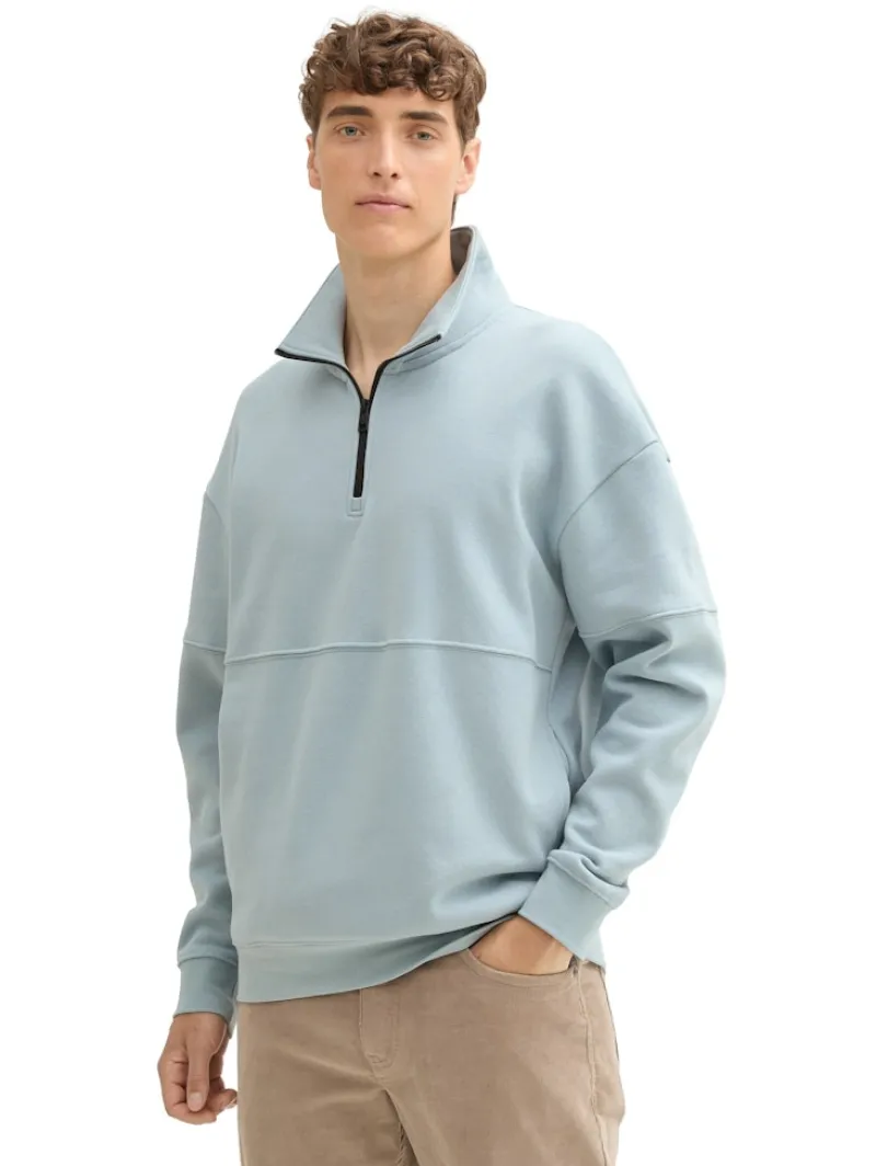Tom Tailor Denim Pullover & Sweatshirts*Relaxed Troyer Sweatshirt light grey mint