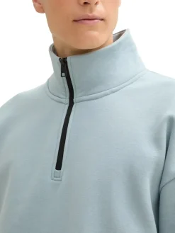 Tom Tailor Denim Pullover & Sweatshirts*Relaxed Troyer Sweatshirt light grey mint