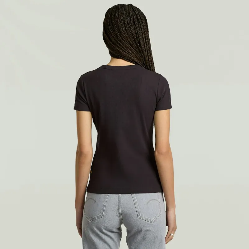 G-star Raw Shirts*Rib cap sleeve wmn dk black