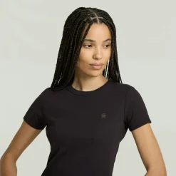 G-star Raw Shirts*Rib cap sleeve wmn dk black