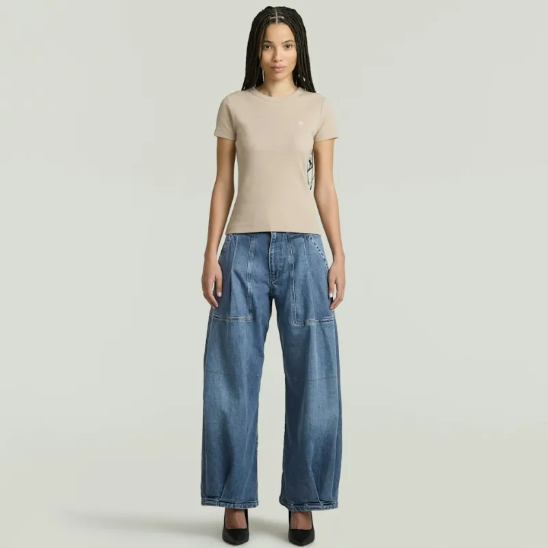 G-star Raw Shirts*Rib cap sleeve wmn dk brick