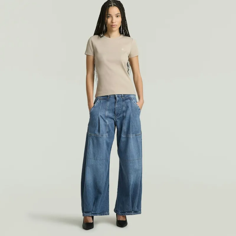 G-star Raw Shirts*Rib cap sleeve wmn dk brick