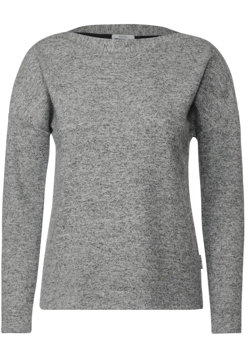 Cecil Shirts*Rippshirt in Melange black melange