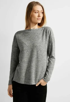 Cecil Shirts*Rippshirt in Melange black melange