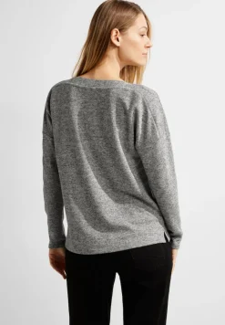 Cecil Shirts*Rippshirt in Melange black melange