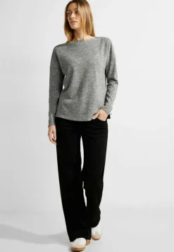 Cecil Shirts*Rippshirt in Melange black melange