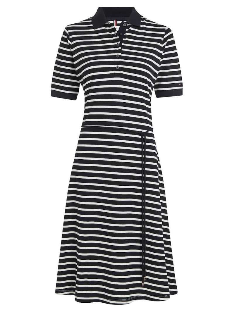 Tommy Hilfiger Kleider*RLX F&F STRIPE POLO DRS 1/2SLV breton stp desert sky- w white