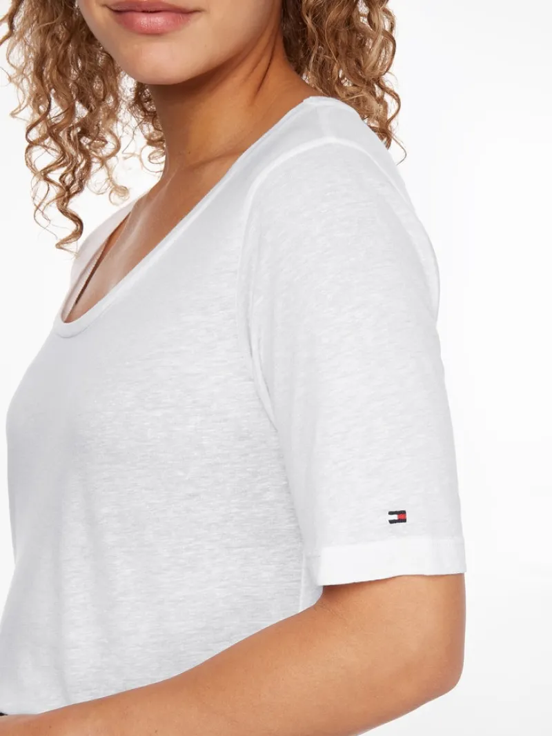 Tommy Hilfiger Shirts*RLX LINEN LYOCELL SCOOP-NK TOP white
