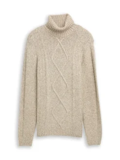 Tom Tailor Pullover & Sweatshirts|Big Boys*Rollkragenpullover brown offwhite structure