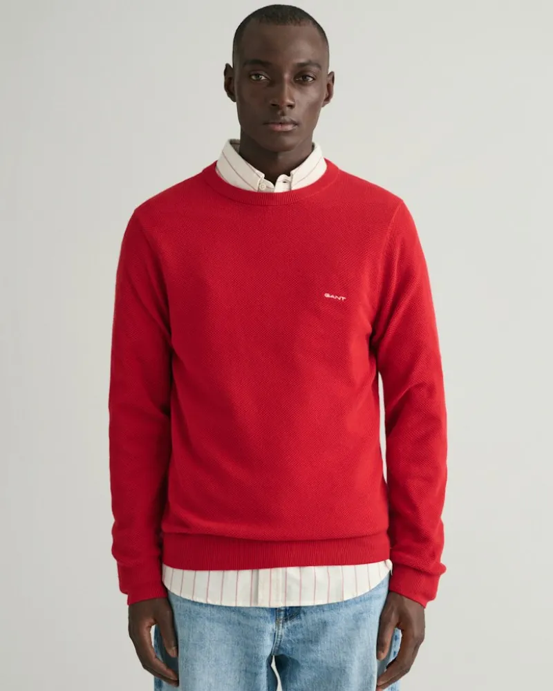 Gant Pullover & Sweatshirts|Big Boys*Rundhalspullover aus Baumwoll-Piqué ruby red