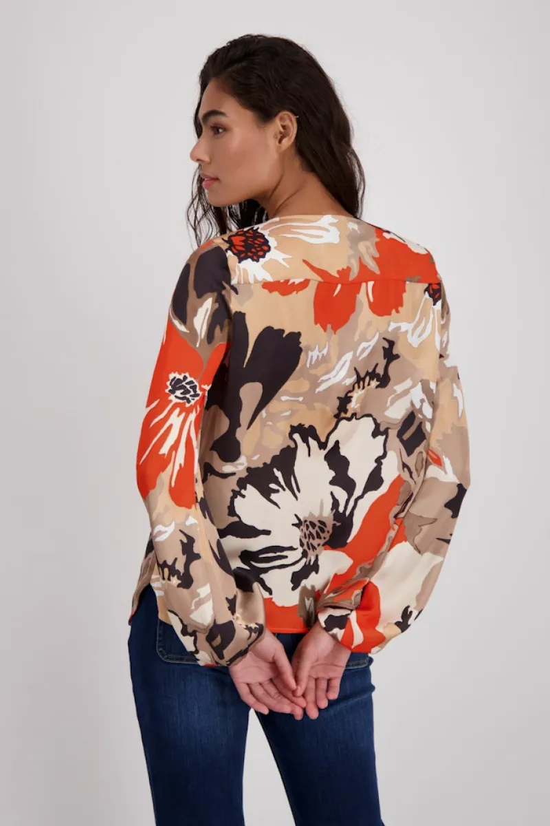 Monari Blusen*Satin Bluse geblümt lava gemustert