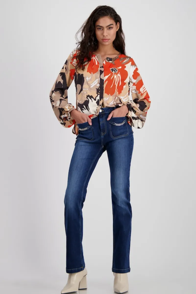 Monari Blusen*Satin Bluse geblümt lava gemustert