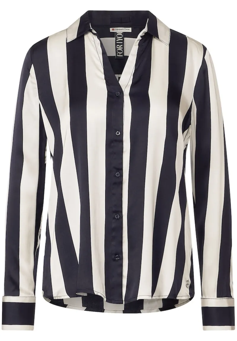 Street One Blusen*Satin Streifenbluse lucid white