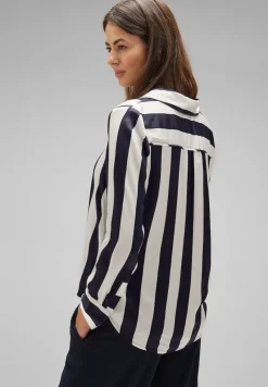 Street One Blusen*Satin Streifenbluse lucid white