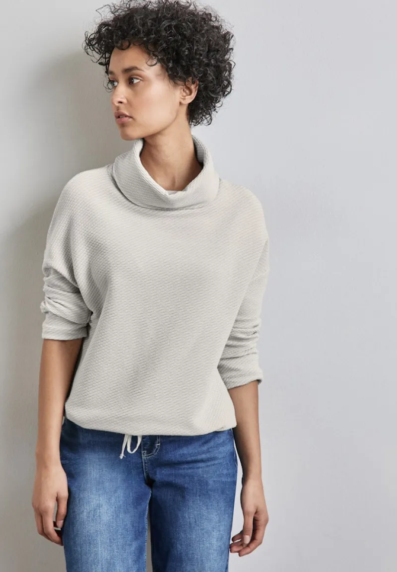 Street One Pullover & Sweatshirts*Schalkragen Strukturshirt heather grey