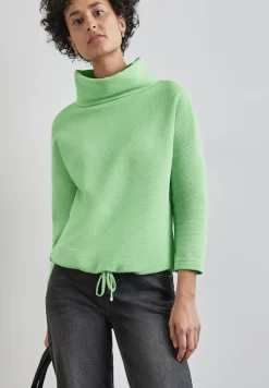 Street One Pullover & Sweatshirts*Schalkragen Strukturshirt gleam green