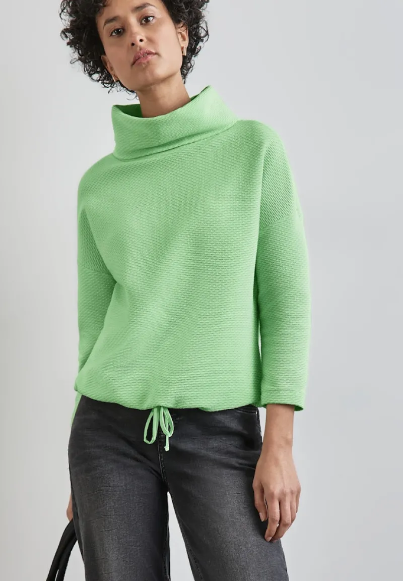 Street One Pullover & Sweatshirts*Schalkragen Strukturshirt gleam green