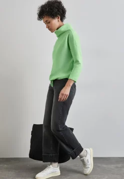 Street One Pullover & Sweatshirts*Schalkragen Strukturshirt gleam green