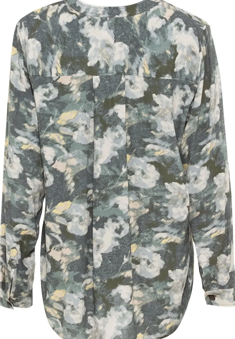 Camel Active Blusen*Schlupfbluse mit Stehkragen aop smoked khaki