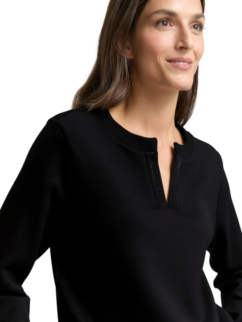 Tom Tailor Pullover & Sweatshirts*Scuba Sweatshirt mit Strasssteinen deep black