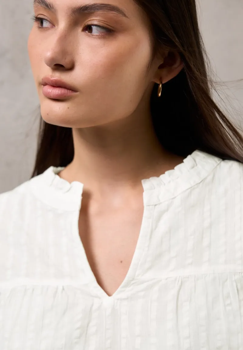 STREET ONE STUDIO Blusen*Seersucker Bluse mit Rüschen off white