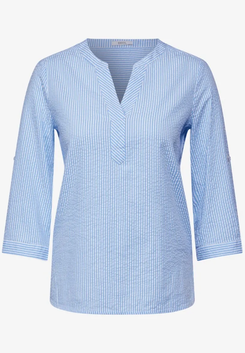 Cecil Blusen*Seersucker Bluse soda blouse blue