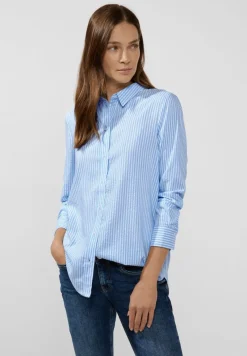 Street One Blusen*Seersucker Longbluse breath of air blue