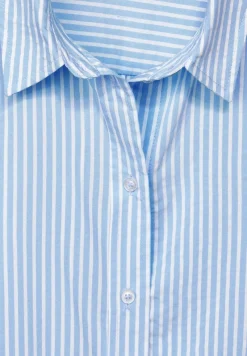 Street One Blusen*Seersucker Longbluse breath of air blue