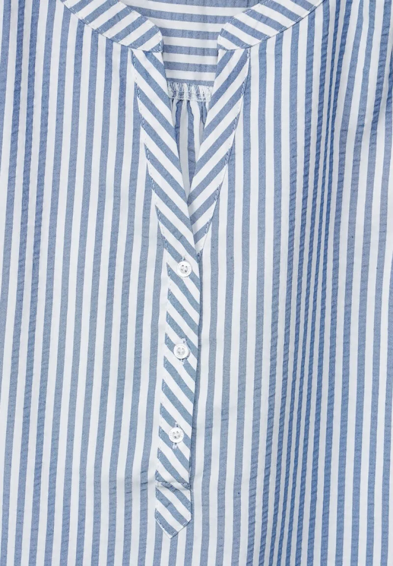 Street One Blusen*Seersucker Streifen Top blue bay