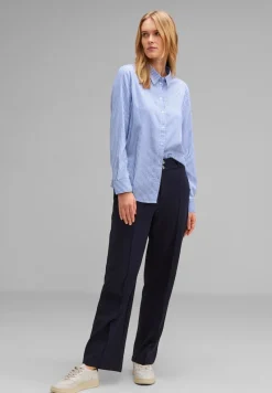 Street One Blusen*Seersucker Streifenbluse original blue