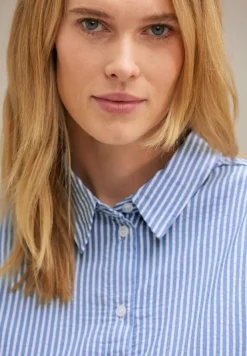 Street One Blusen*Seersucker Streifenbluse original blue