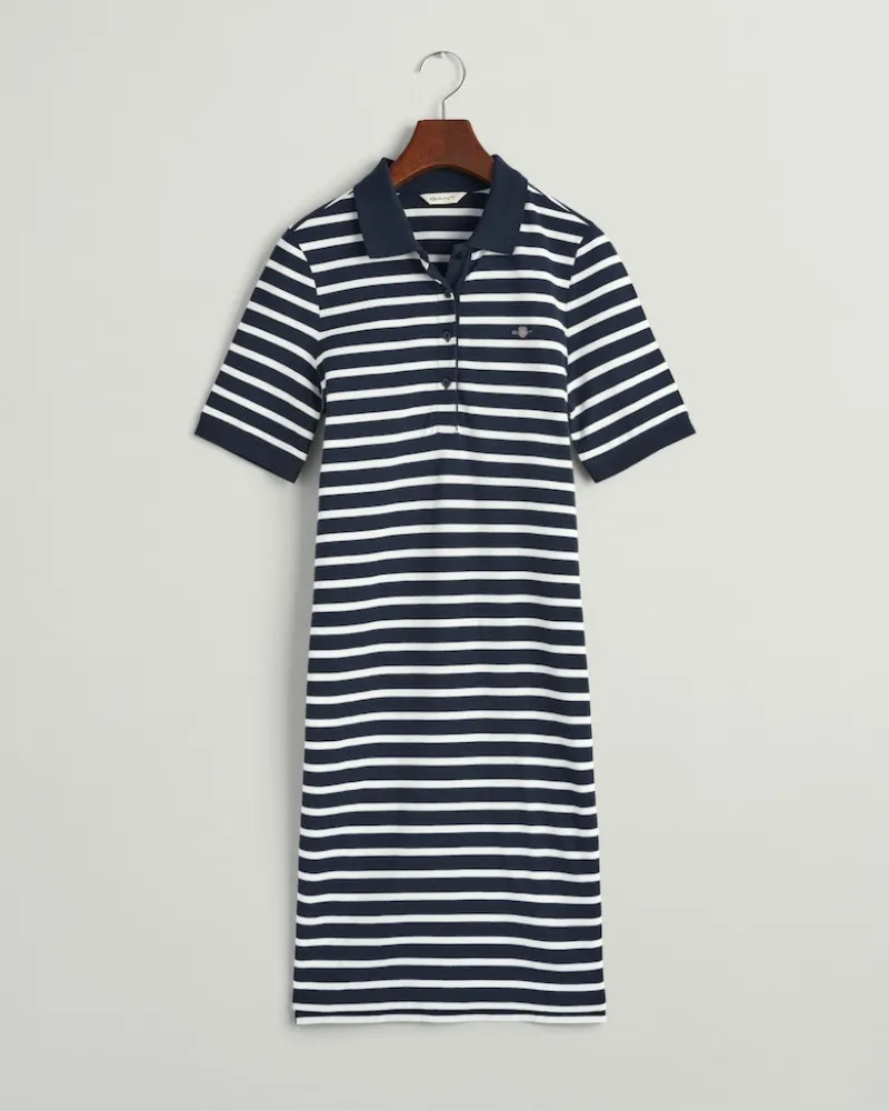 Gant Kleider*Shield Piqué Polokleid mit Streifen evening blue