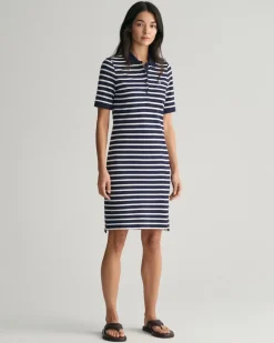 Gant Kleider*Shield Piqué Polokleid mit Streifen evening blue