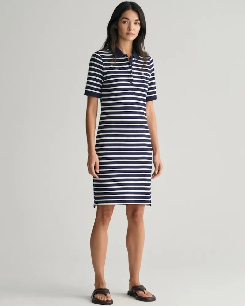 Gant Kleider*Shield Piqué Polokleid mit Streifen evening blue