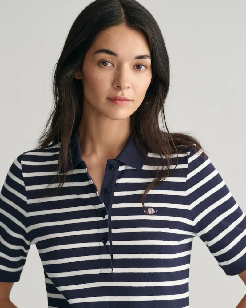 Gant Kleider*Shield Piqué Polokleid mit Streifen evening blue
