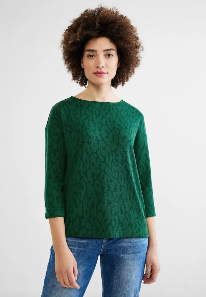 Street One Shirts*Shirt im Leo Dessin dark brisk green