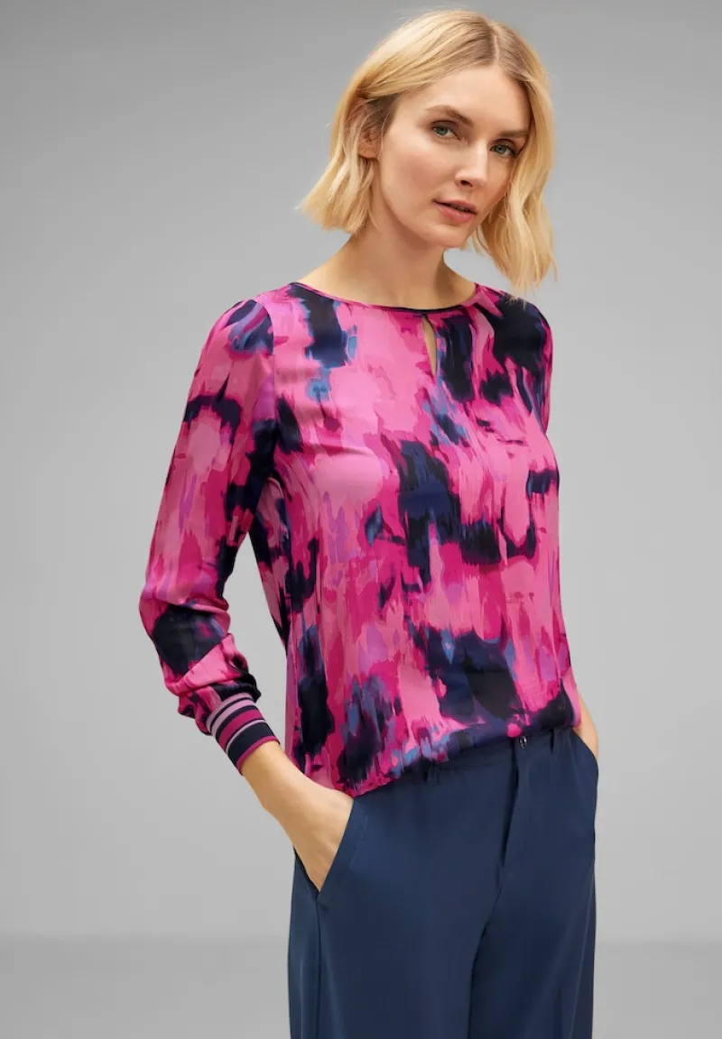 Street One Shirts*Shirt im Materialmix bright cozy pink