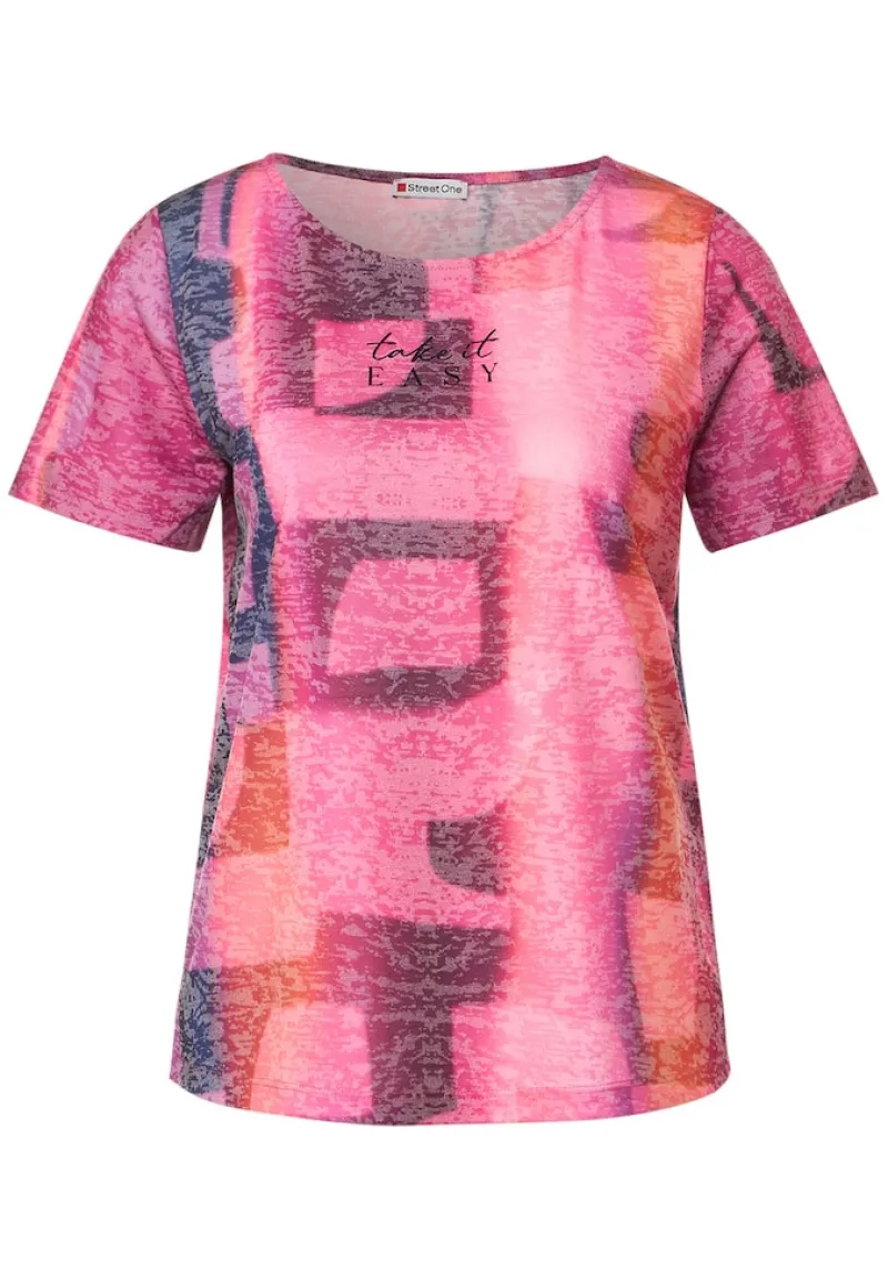 Street One Shirts*Shirt in Ausbrenneroptik Coral Blossom