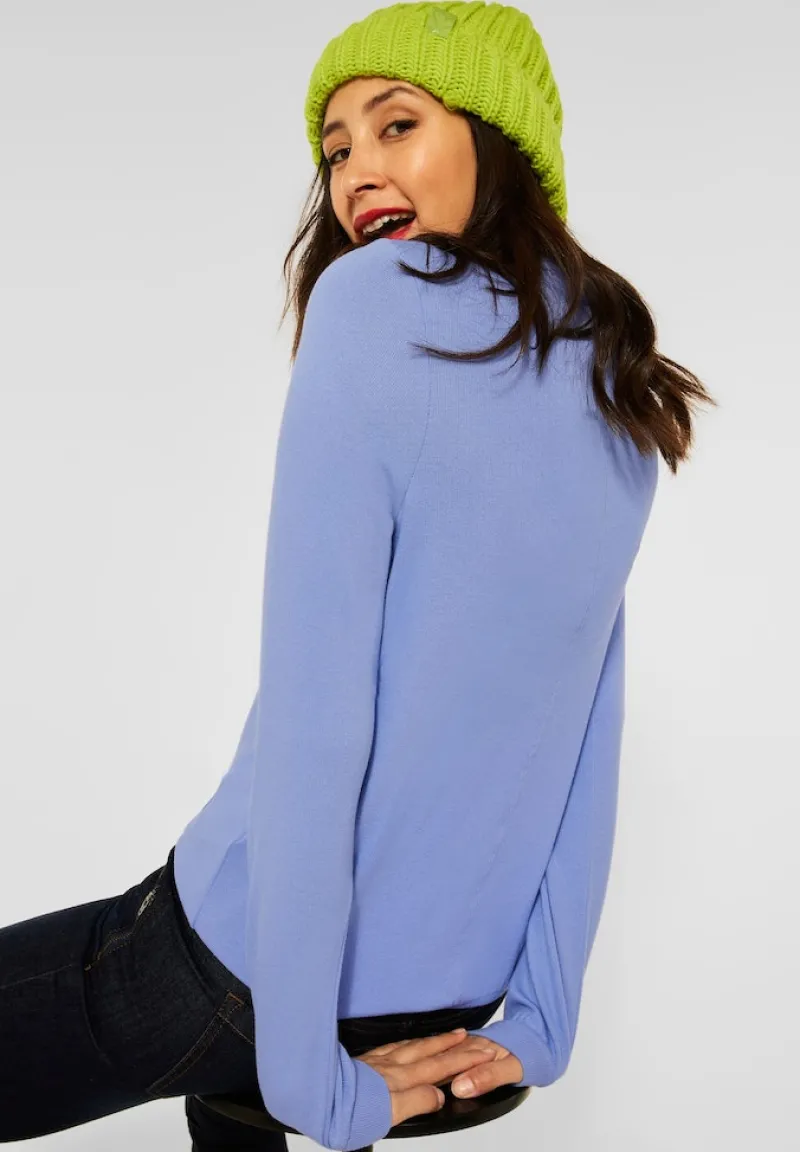 Street One Pullover & Sweatshirts*Shirt in Unifarbe shiny blue melange