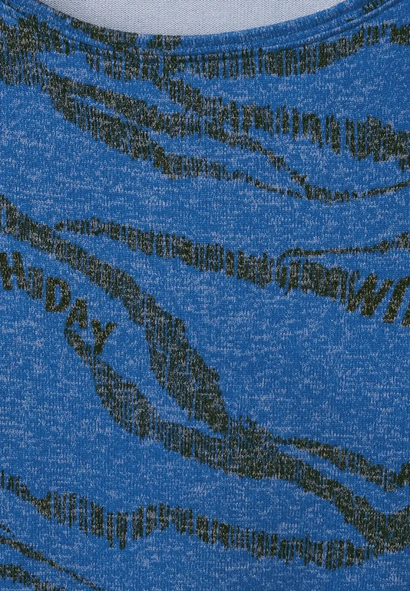 Cecil Shirts*Shirt mit Allover Print mid blue melange